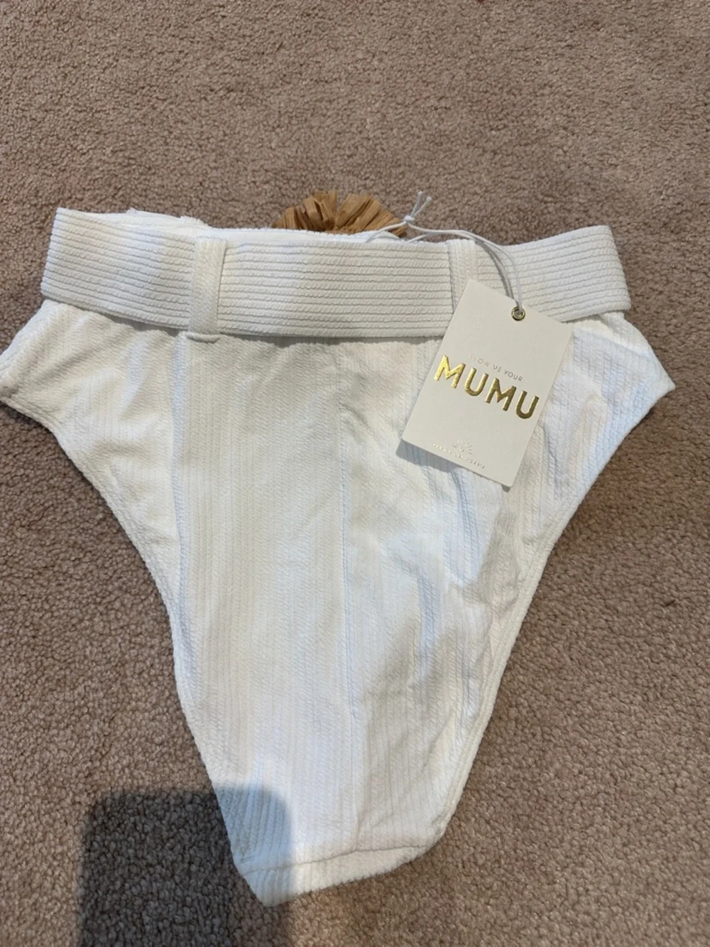 Show Me Your MuMu White Ribbed Tank with Gold Logo - Picture 6 of 7